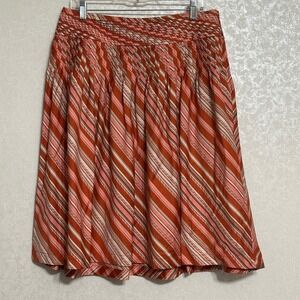 Talbots‎ Pintuck Flare Pleated Midi Skirt Multicolor Striped A-Line Side Zip 14W